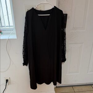 SHEIN Black Dress with Lace Sleeves
